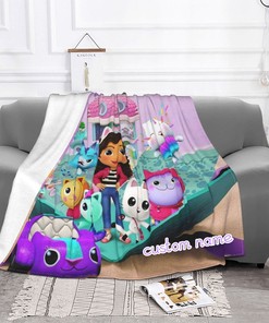 Personalized Gabby's Dollhouse Double Layer Blanket for Kids and Adults, Christmas Bedroom Decor Gift
