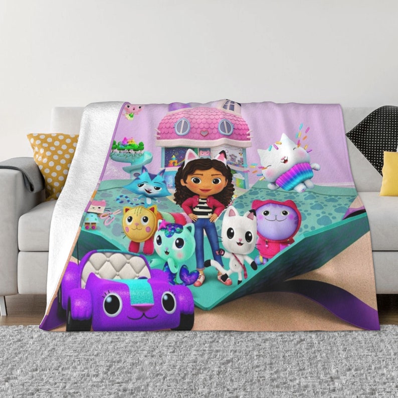Personalized Gabby's Dollhouse Double Layer Blanket for Kids and Adults, Christmas Bedroom Decor Gift - Image 3