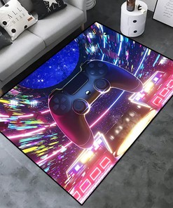 Personalized Game Area Rug with 3D Gamer Carpet Design