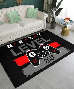 Personalized Game Controller Video Player Floor Mat with Gamepad Pattern for Boys' Game Room, Large Game Room Rug
