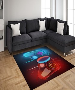 Personalized Game Rug for Kids Boys - Gamepad Controller Gamer Bedroom Doormat Black Rugs Player