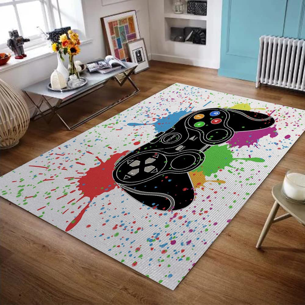 Personalized Game Rug with 3D Gaming and Non-Slip Gamer Carpet Children Gaming Area Rugs (Game 4) for Teen Boys Carpet - Image 2