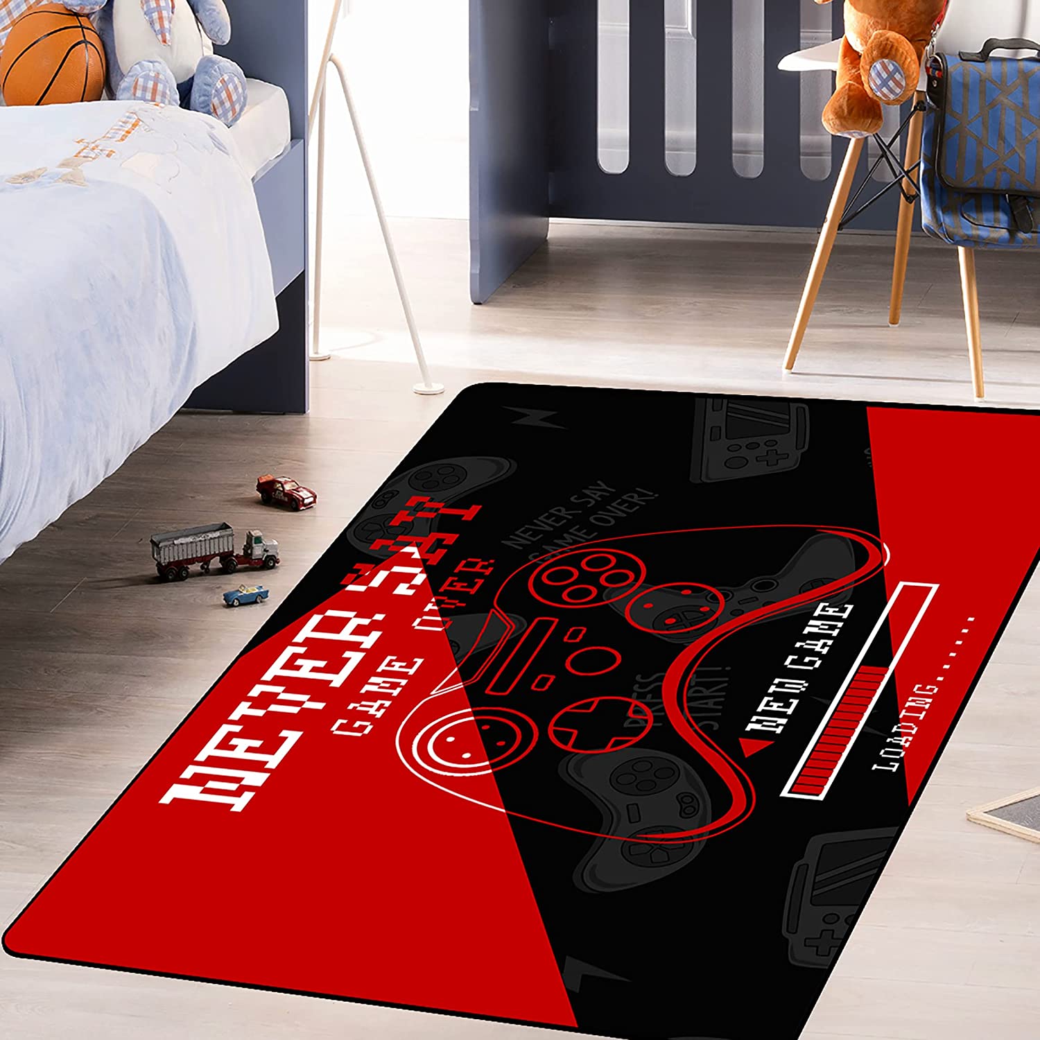 Personalized Gamer Area Rug for Boys Bedroom or Living Room