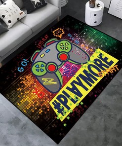 Personalized Gamer Area Rug with Custom Name and Game Controller Design