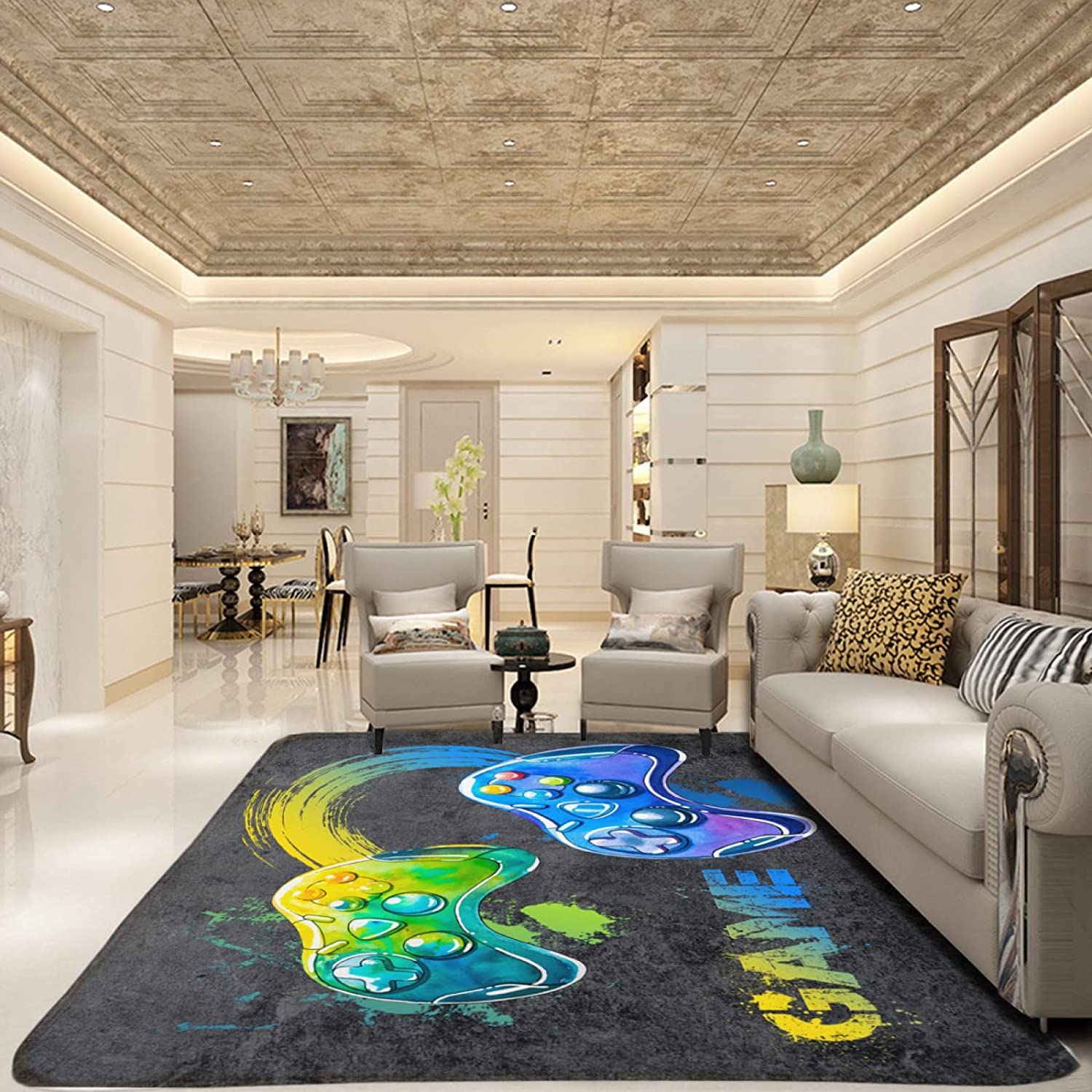 Personalized Gamer Floor Pad Rugs Children Play Runner Carpet for Boys Room with Video Gaming Carpet