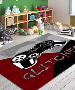 Personalized Gamer Gamepad Controller Area Rug for Boys Room Decor, Polyester Living Room Rug, Green