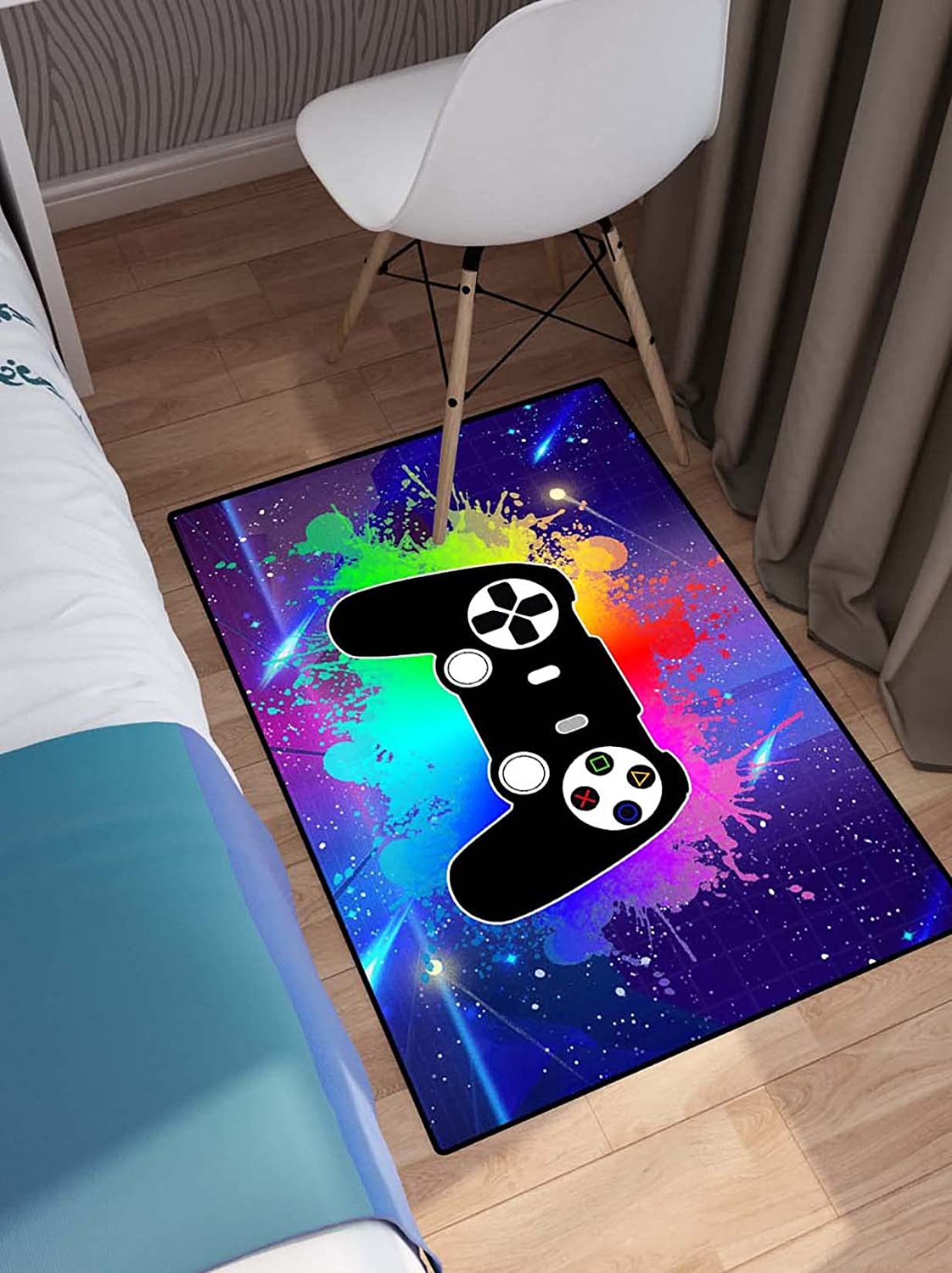 Personalized Gamer Gamepad Controller Area Rug for Boys Room Decor, Polyester Living Room Rug, Red