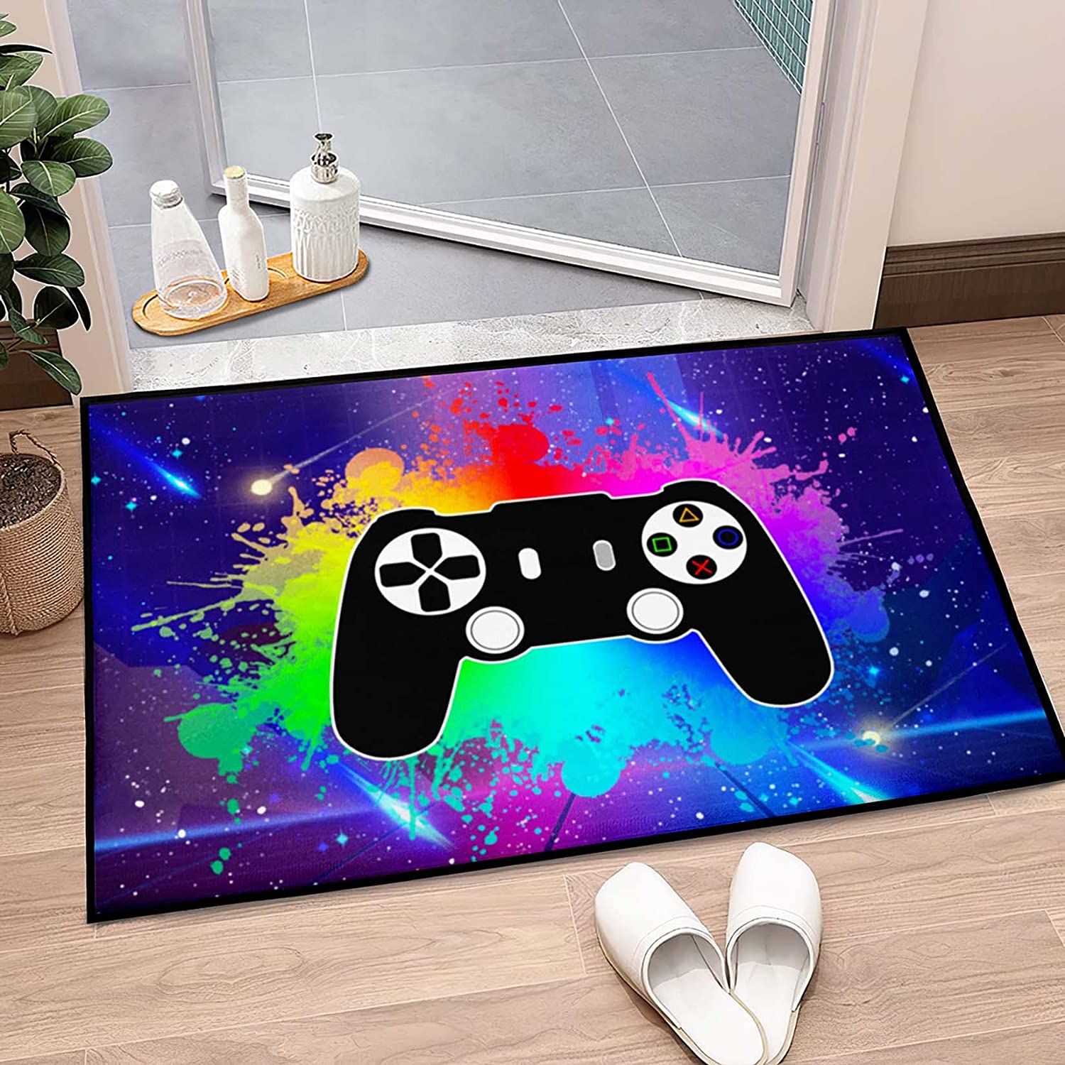 Personalized Gamer Gamepad Controller Area Rug for Boys Room Decor, Polyester Living Room Rug, Red - Image 2