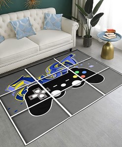 Personalized Gamer Rug for Bedroom or Living Room - Black Gamepad 3D Grille Window Floor Mat