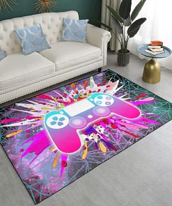 Personalized Gamer Rug for Teen Boys - Area Rugs for Game Room with Gamepad Design