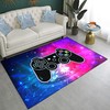Personalized Gaming Area Rug for Teens: Large Hand-Drawn Gamepad Design with Green Planet and Stars