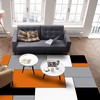 Personalized Geometric Area Rug for Modern Minimalist Home Decor - Orange Grey Black White Non-Slip Soft Fluffy