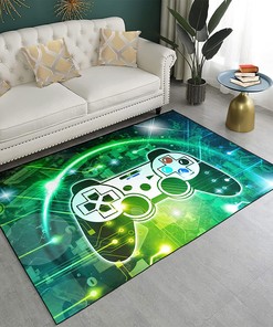 Personalized Green Gamepad Area Rugs for Gaming Decor