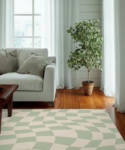 Personalized Green Pastel Retro Rug for Bedroom and Living Room Decor with Style 70s Decor