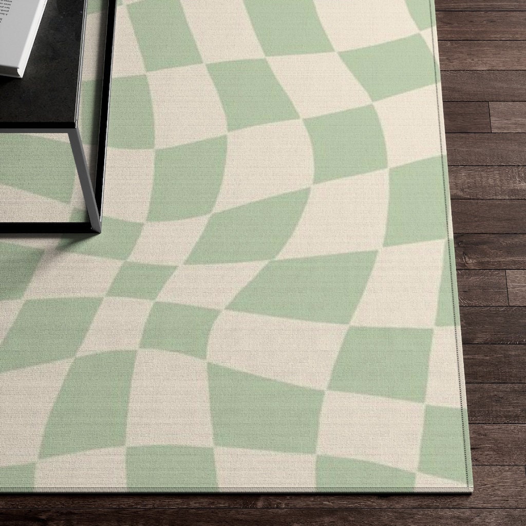 Personalized Green Pastel Retro Rug for Bedroom and Living Room Decor with Style 70s Decor - Image 2