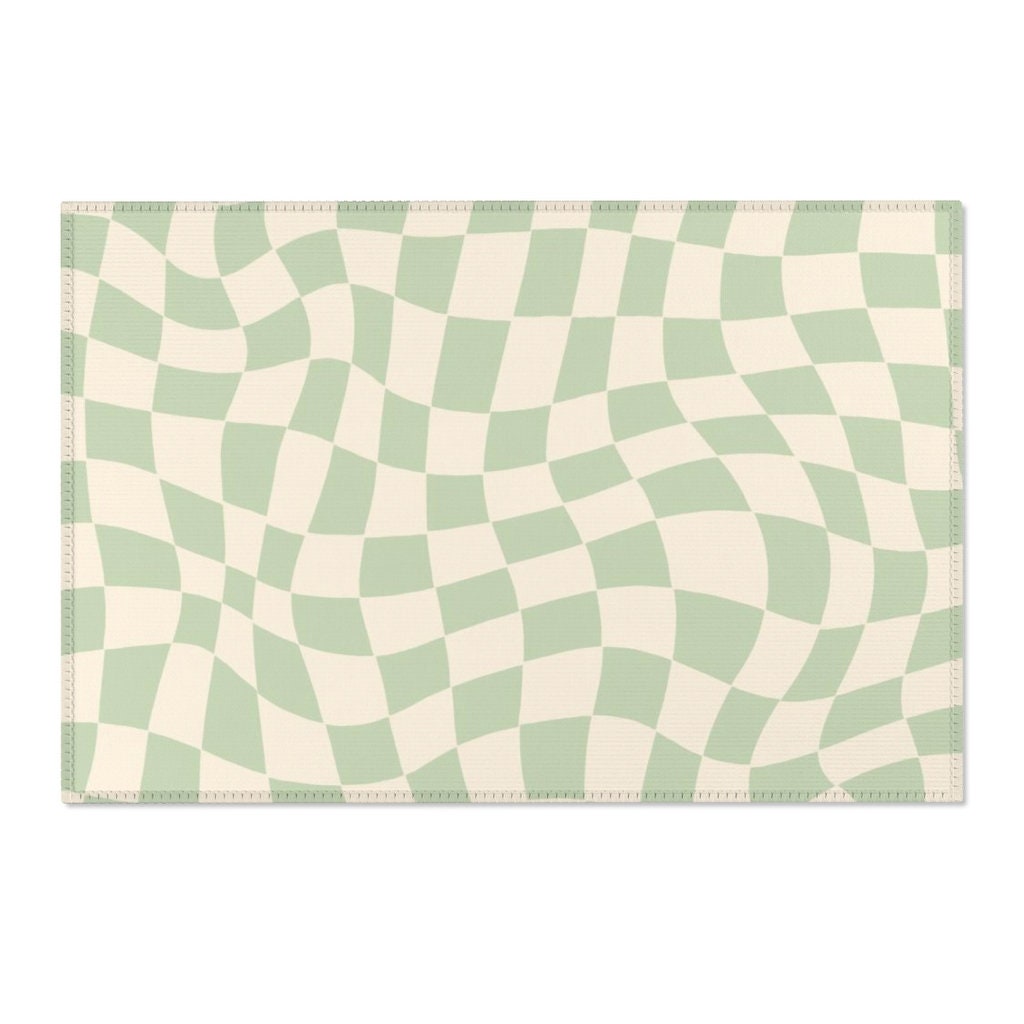 Personalized Green Pastel Retro Rug for Bedroom and Living Room Decor with Style 70s Decor - Image 3