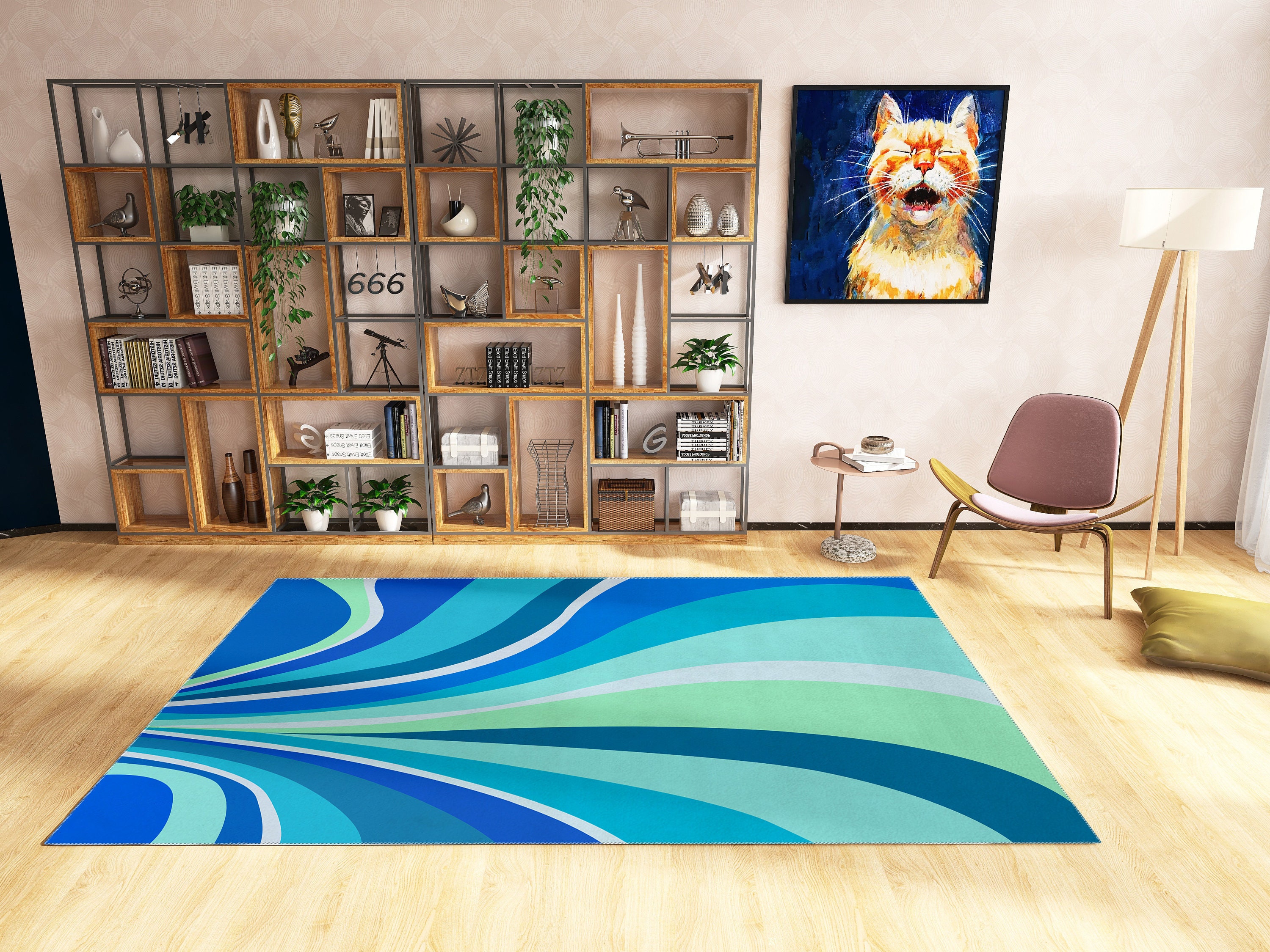 Personalized Groovy and Abstract Rug Collection for Preppy Room and Hippie Decor with Style 70s Decor - Image 2