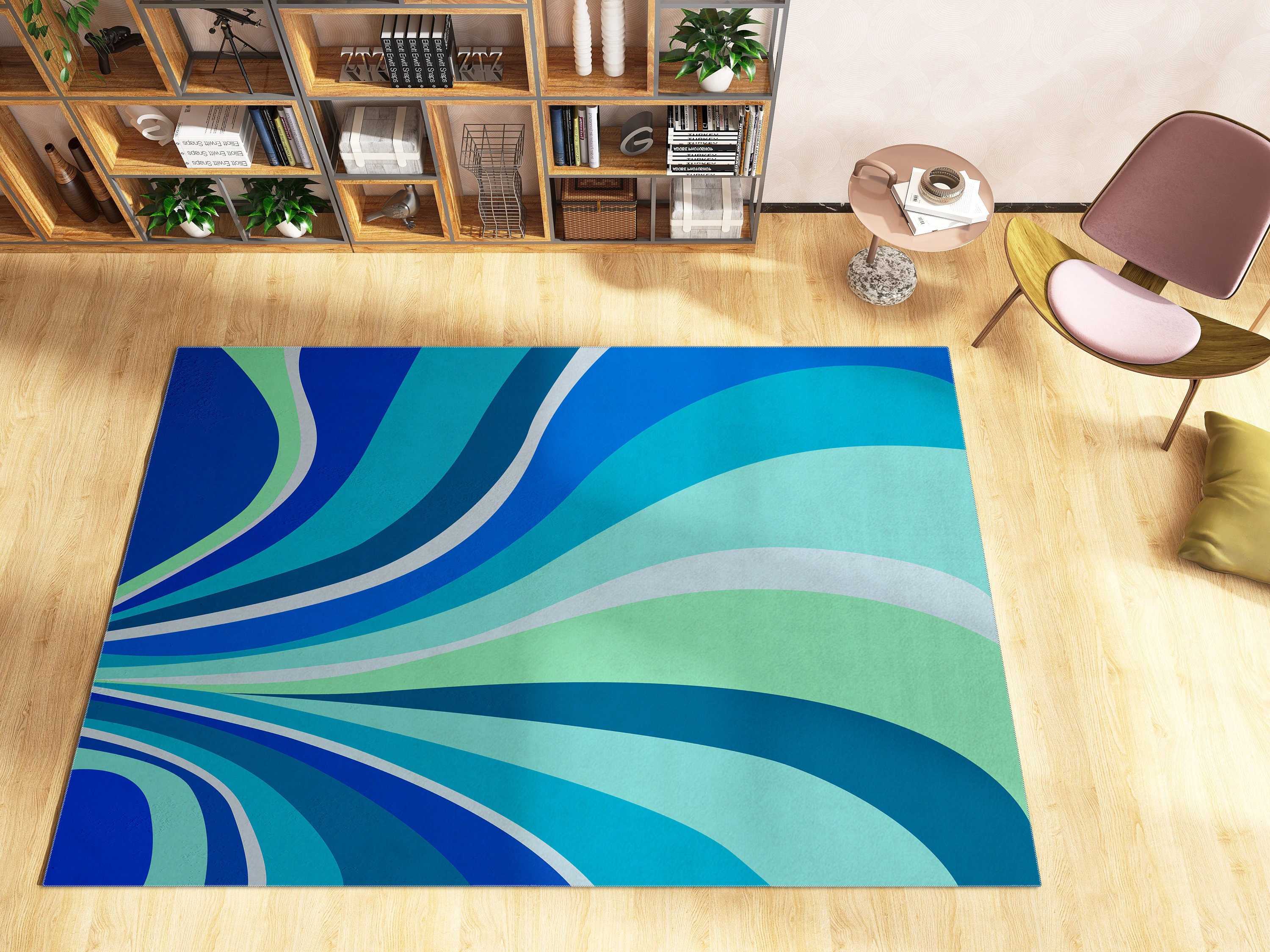 Personalized Groovy and Abstract Rug Collection for Preppy Room and Hippie Decor with Style 70s Decor - Image 3