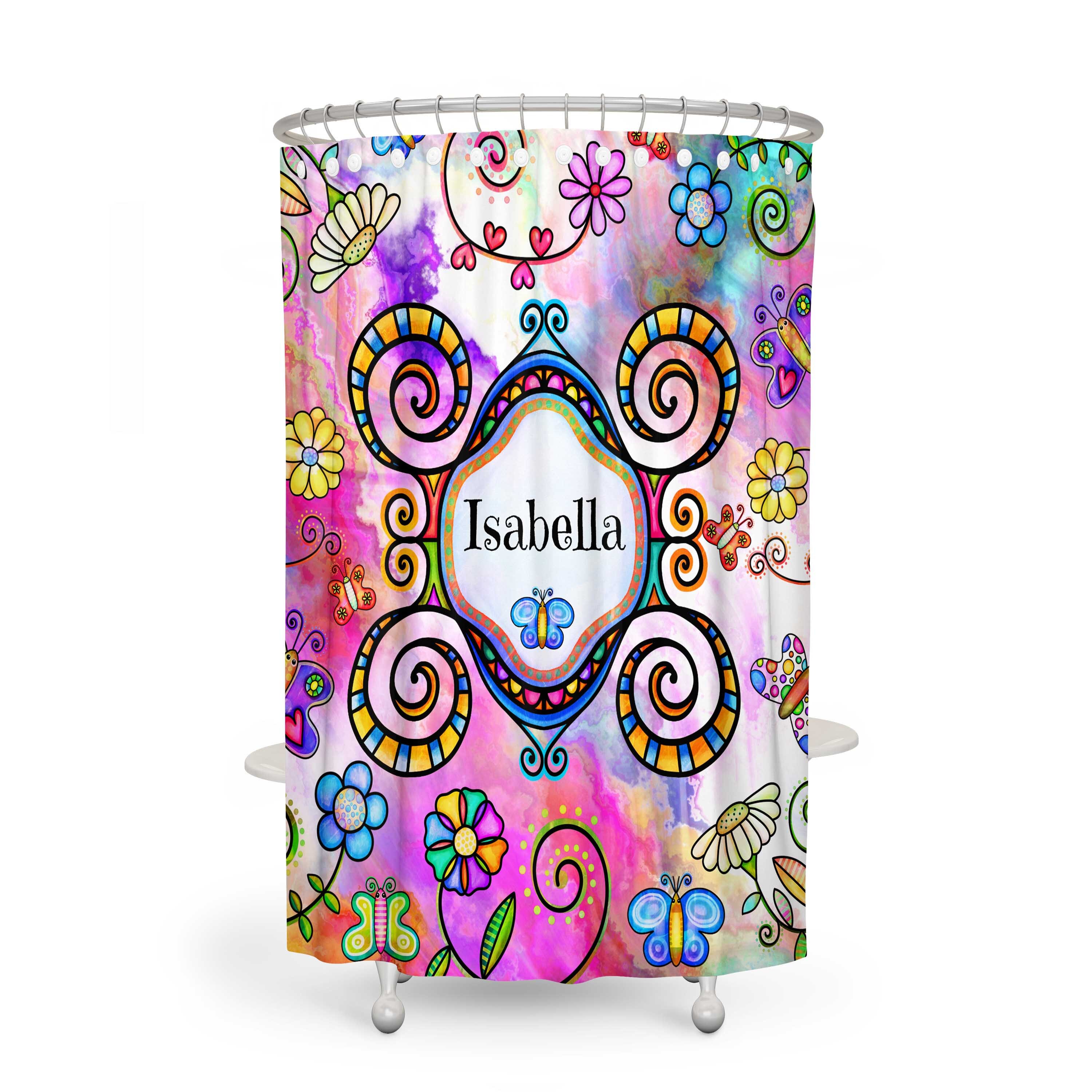 Personalized Hippie Boho Shower Curtain and/or Bathroom Set Eclectic Tie Dye Design with Luxury Shower Curtains Print - Image 2