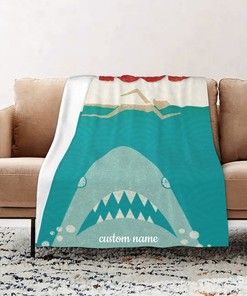 Personalized Jaws Blanket - Custom Name Soft Gift for Home Decoration, Sofa, Bedding, Living Room