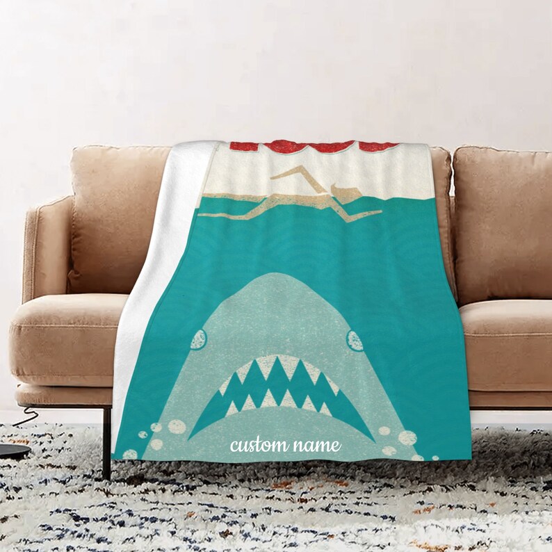 Personalized Jaws Blanket - Custom Name Soft Gift for Home Decoration, Sofa, Bedding, Living Room - Image 2