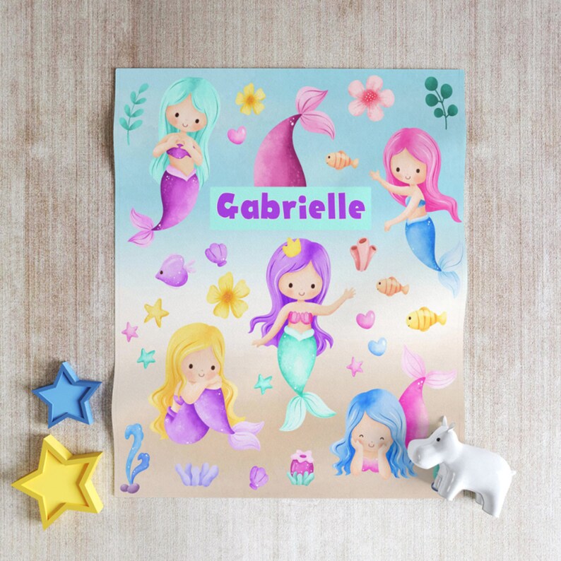 Personalized Mermaid Toddler Blanket, Fleece Throw Blanket for Your Little Mermaid - Image 3