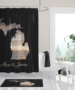 Personalized Michigan State Shower Curtain with Coordinating Bath Towel and Mat
