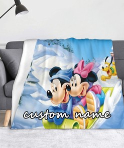 Personalized Mickey Minnie Disney Name Blanket for Baby Shower Gift