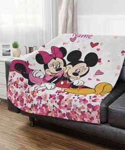 Personalized Mickey Minnie Valentine Disney Blanket, Perfect Valentine's Day Decor