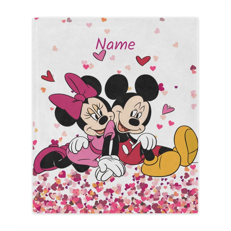 Personalized Mickey Minnie Valentine Disney Blanket, Perfect Valentine's Day Decor - Image 3