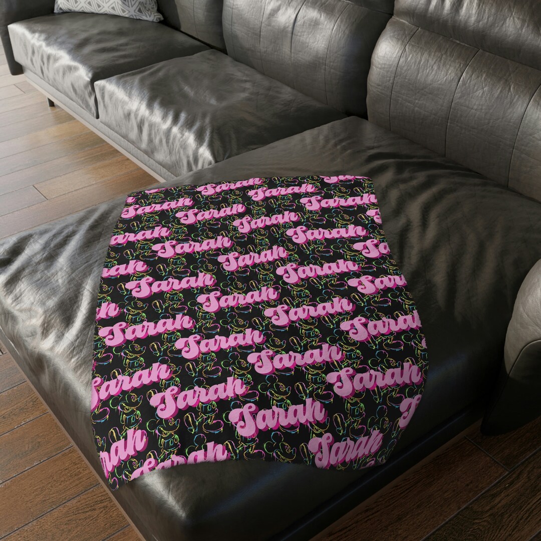 Personalized Mickey Mouse Baby Blanket - Monogram Girl Mickey Blanket with Disney Baby Animals