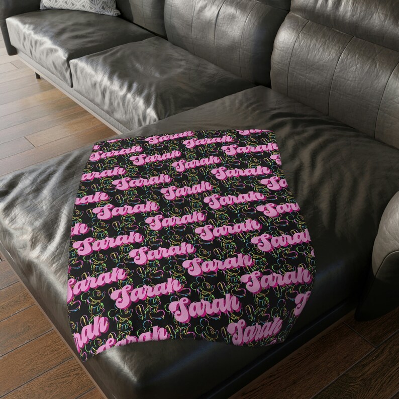 Personalized Mickey Mouse Baby Blanket - Monogram Girl Mickey Blanket with Disney Baby Animals - Image 2
