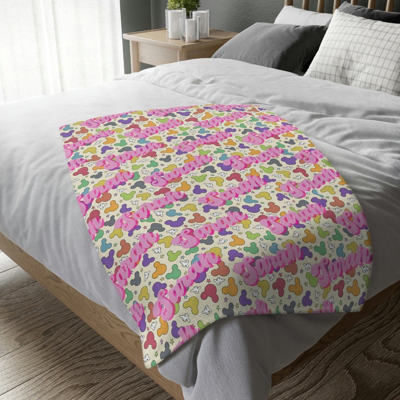 Personalized Mickey Mouse Name Blanket - Monogram Boy Mickey Blanket with Disney Baby Animals - Image 2