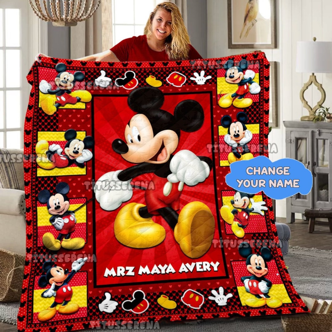 Personalized Mickey Mouse Quilt Blanket - Cozy Fleece for Kids and Toddlers