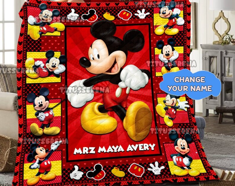 Personalized Mickey Mouse Quilt Blanket - Cozy Fleece for Kids and Toddlers - Image 2