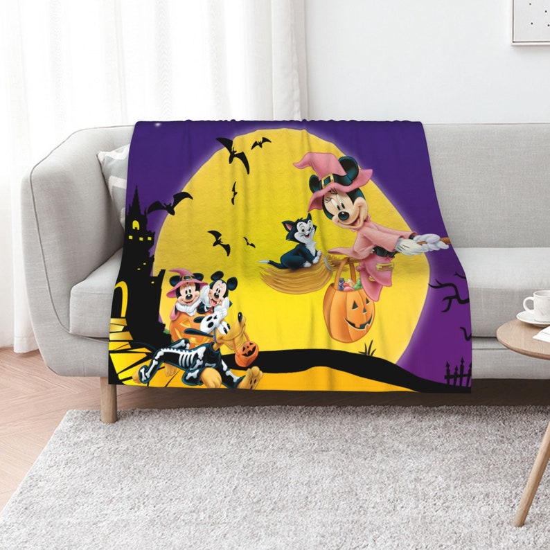 Personalized Mickey and Minnie Flannel Throw Blanket - Cartoon Theme Birthday Halloween Gifts - Image 3