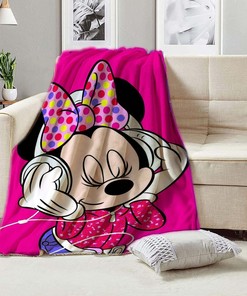 Personalized Minnie Mouse Blanket - Cartoon Custom Name Cute Blanket for Baby Birthday Gift and Home Decor