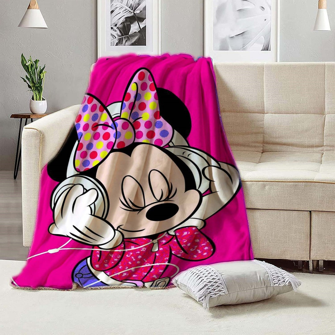 Personalized Minnie Mouse Blanket - Cartoon Custom Name Cute Blanket for Baby Birthday Gift and Home Decor