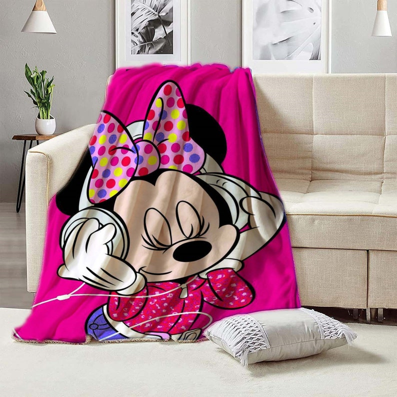 Personalized Minnie Mouse Blanket - Cartoon Custom Name Cute Blanket for Baby Birthday Gift and Home Decor - Image 2