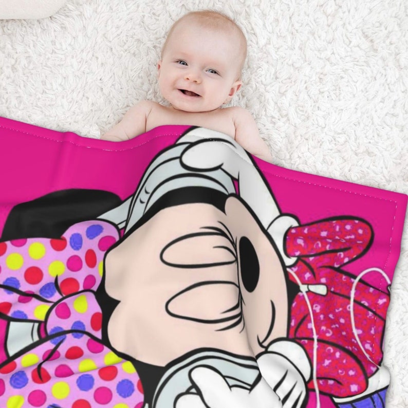 Personalized Minnie Mouse Blanket - Cartoon Custom Name Cute Blanket for Baby Birthday Gift and Home Decor - Image 3
