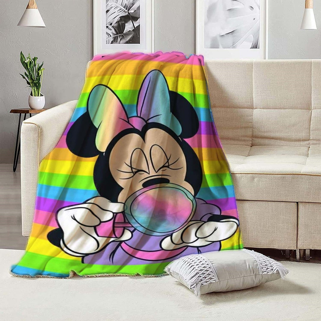 Personalized Minnie Mouse and Daisy Duck Blanket - Cartoon Custom Name Cute Blanket for Baby Birthday Gift