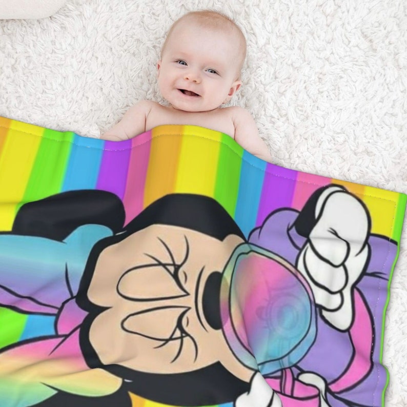 Personalized Minnie Mouse and Daisy Duck Blanket - Cartoon Custom Name Cute Blanket for Baby Birthday Gift - Image 3