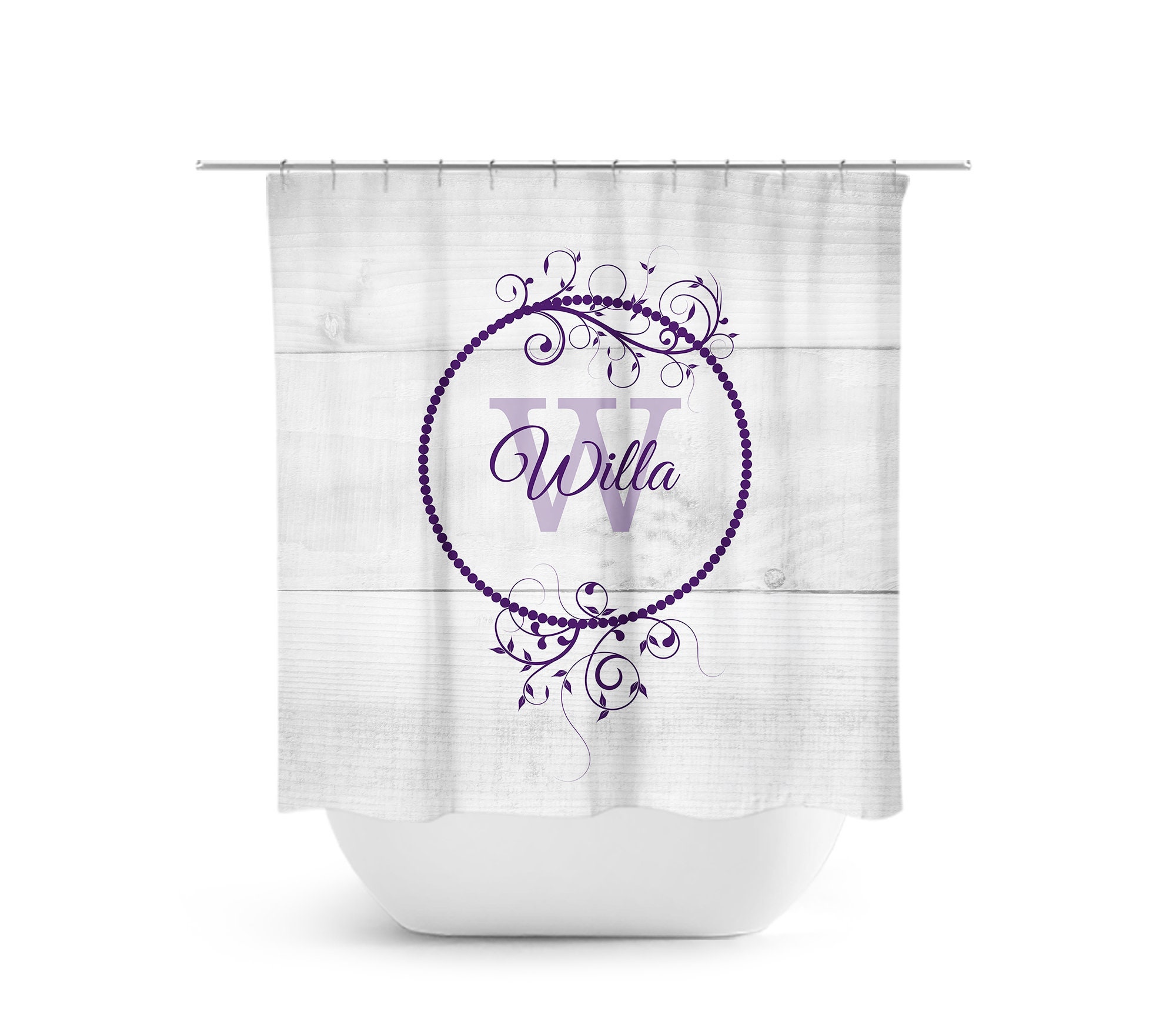 Personalized Monogram Shower Curtain for Farmhouse Bathroom Decor