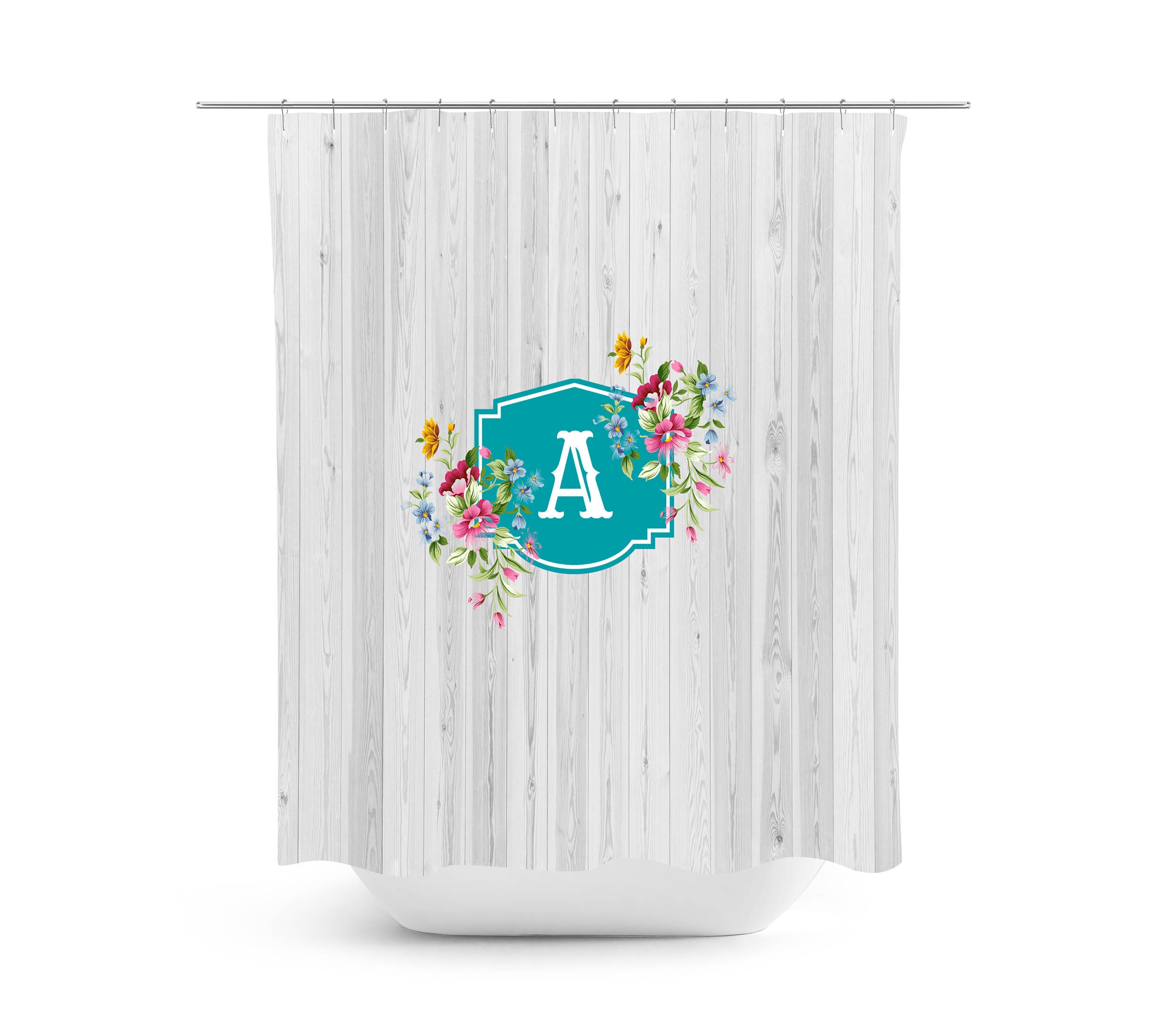 Personalized Monogram Shower Curtain with Custom Bathroom Decor - Image 2