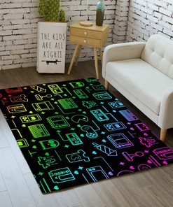 Personalized Name Entry Rug or Floor Carpet for Indoor or Outdoor with Passion Flame Game Rug and Gamer Area Rug
