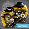 Personalized Name Skeleton Holding Logo - Steelers All Over Print Hoodie