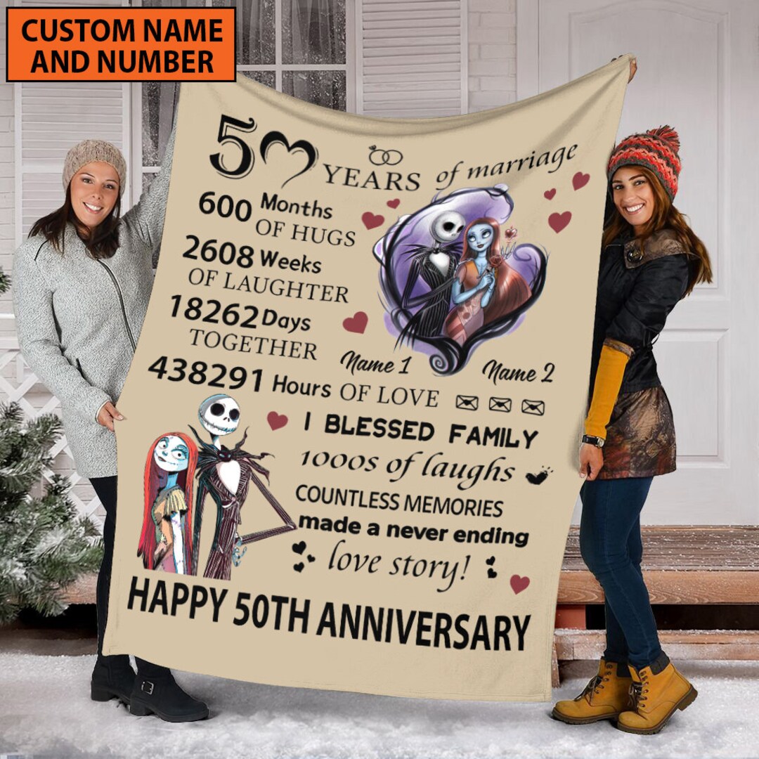 Personalized Nightmare Before Christmas Jack Skellington and Sally Fleece Blanket