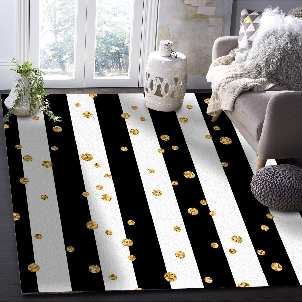 Personalized Non-Slip Stain-Proof Carpet for Brown Lattice Area Rugs with Non-Slip Bathroom Rugs Washable - Image 4