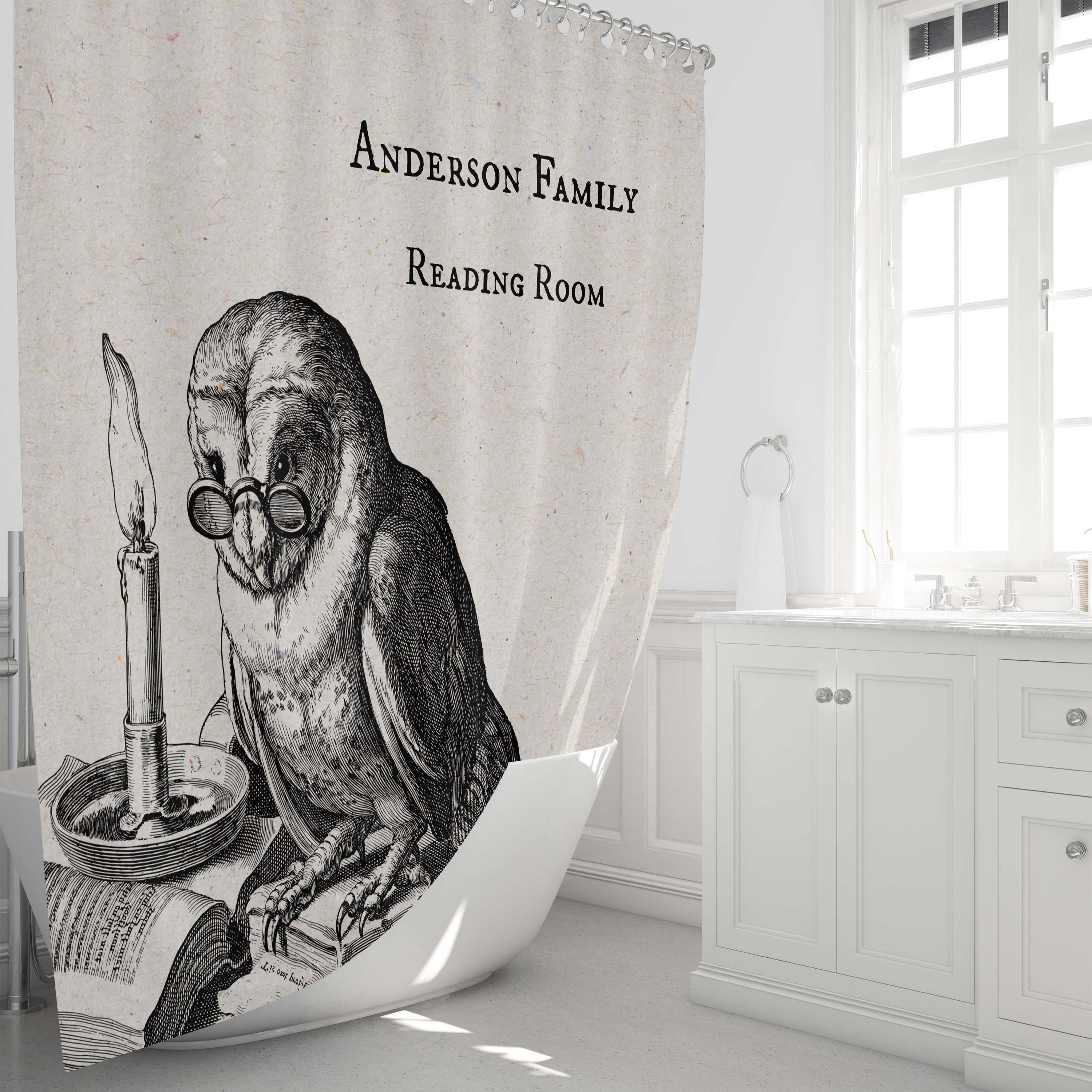 Personalized Owl Shower Curtain Set with Matching Bath Accessories - Image 2