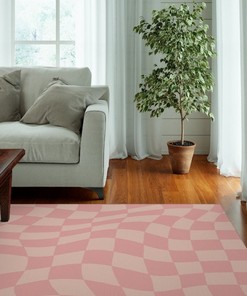 Personalized Pink Pastel Retro Rug for Bedroom and Living Room Decor with Style 70s Decor